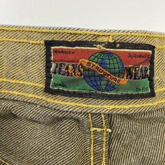 Vintage Structure Jeans Wear Denim Worn Shorts Size 38 - Picture 4 of 10